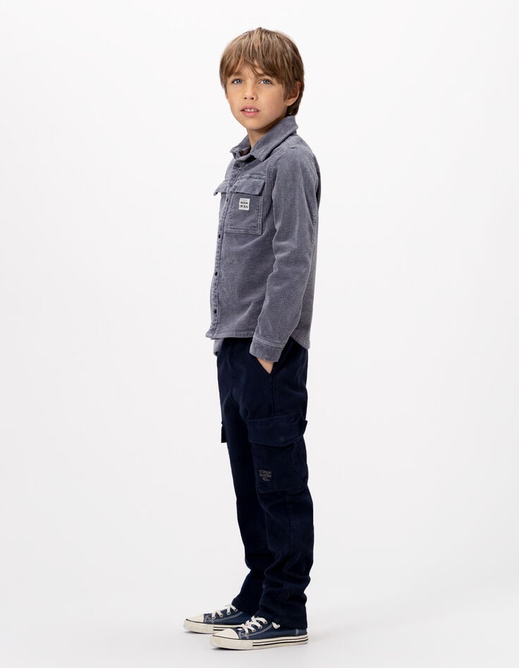Boys’ blue corduroy overshirt with press studs-1 Boys’ blue corduroy overshirt with press studs-1