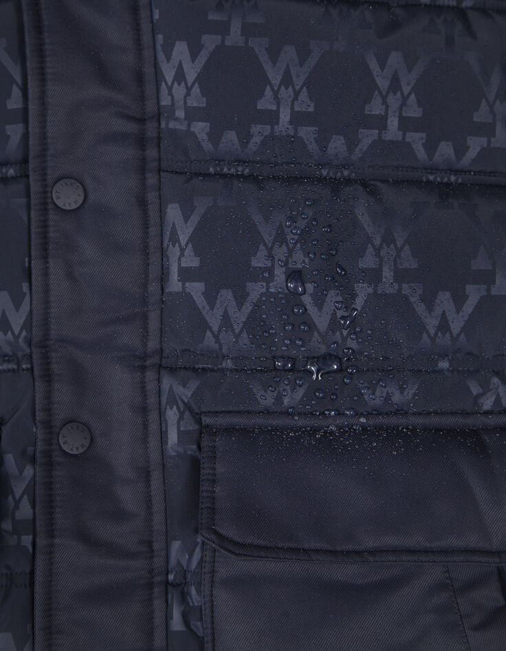 Boys’ navy mixed-fabric padded jacket with Way monogram-4