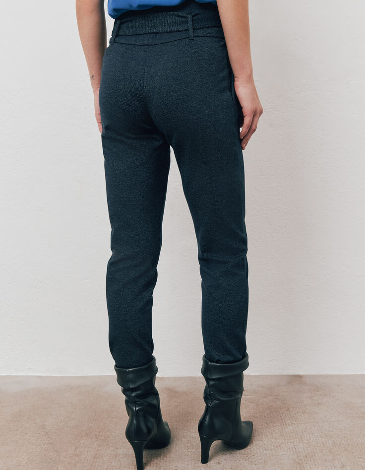 Pantalón recto punto milano caviar azul marino mujer-3 Pantalón recto punto milano caviar azul marino mujer-3
