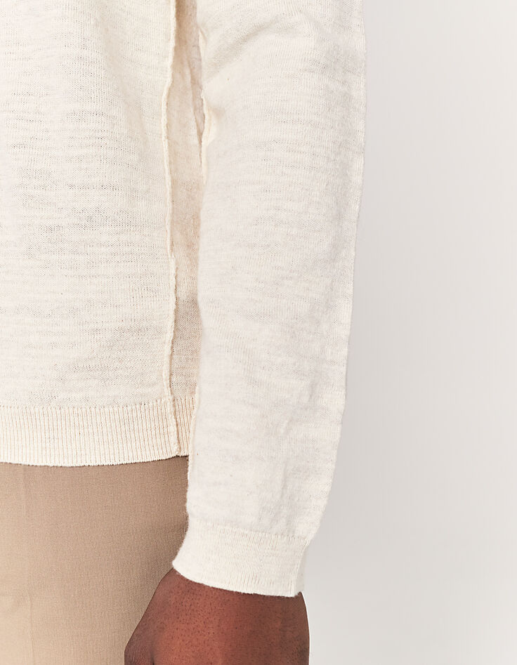 Pull tunisien off white tricot Homme-5
