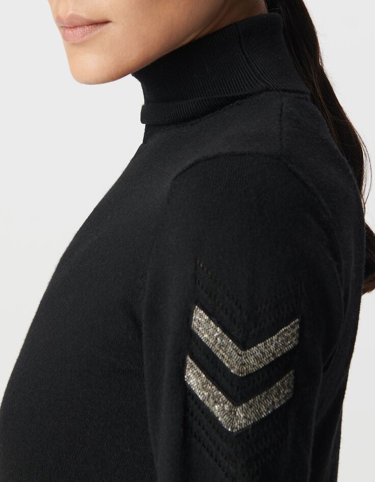 Women&rsquo;s military-style beaded knit roll neck sweater-5