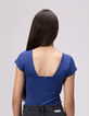 Blauw T-shirt rugdecolleté meisjes-2