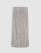 Sequin-embroidered silver midi skirt Women-6