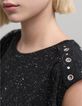 Women's black silver lurex tee-shirt with eyelet and stud-6