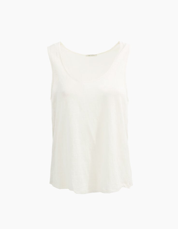Women’s off-white linen vest top-1