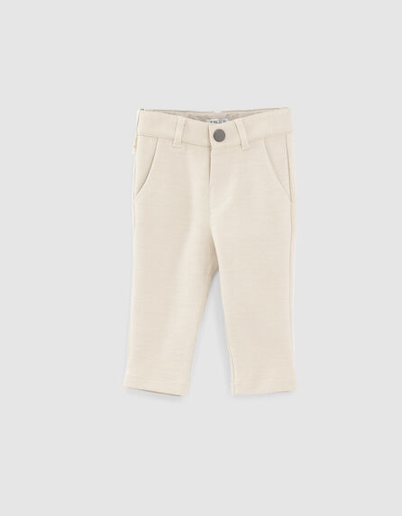 Pantalon chino beige clair à bretelles bébé garçon 
