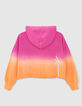 Orangefarbene M&auml;dchenstrickjacke im Deep-Dye-Effekt-3