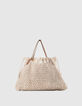 Tote bag blanco roto punto malla forro-1
