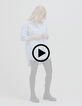 Chemise oversize ciel rayée blanc Femme-8