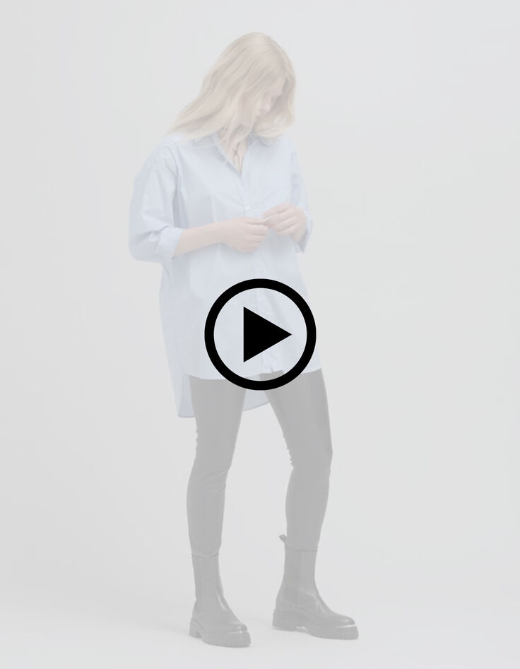 Chemise oversize ciel rayée blanc Femme-8