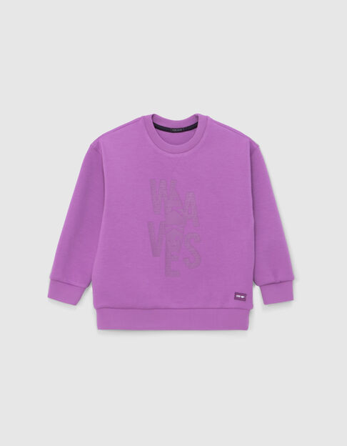 Boys’ purple techfleece sweatshirt, rubber surfboard image - IKKS