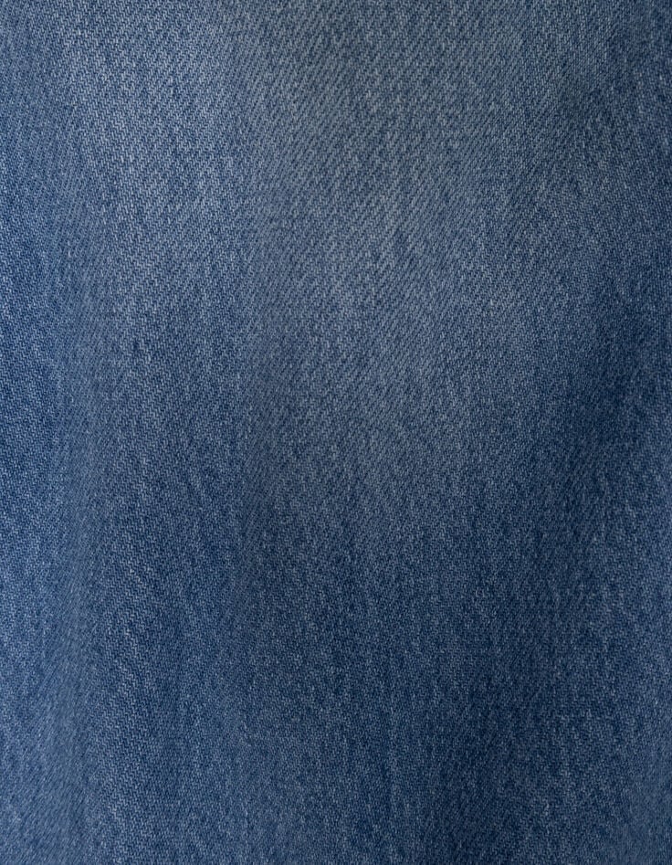 Jean large bleu ceinture-foulard léopard fille-7 Jean large bleu ceinture-foulard léopard fille-7