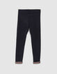 Girls' navy and micro-flower print reversible leggings-4