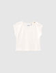 Baby girls’ ecru T-shirt and printed dungarees outfit-6
