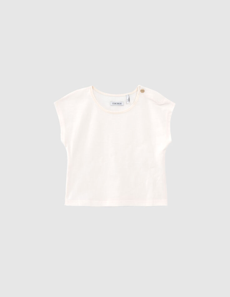 Baby girls’ ecru T-shirt and printed dungarees outfit-6