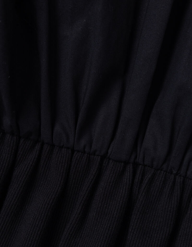 Zwarte maxi-jurk van bi-materiaal met knoopsluiting Dames-8