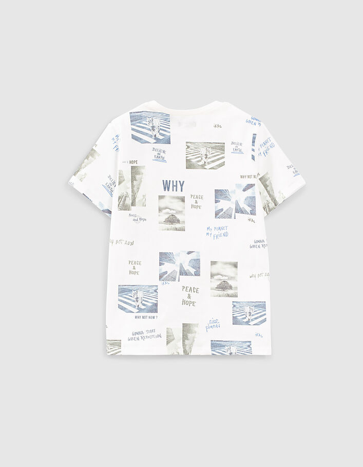 Boys’ off-white organic cotton T-shirt with city images - IKKS