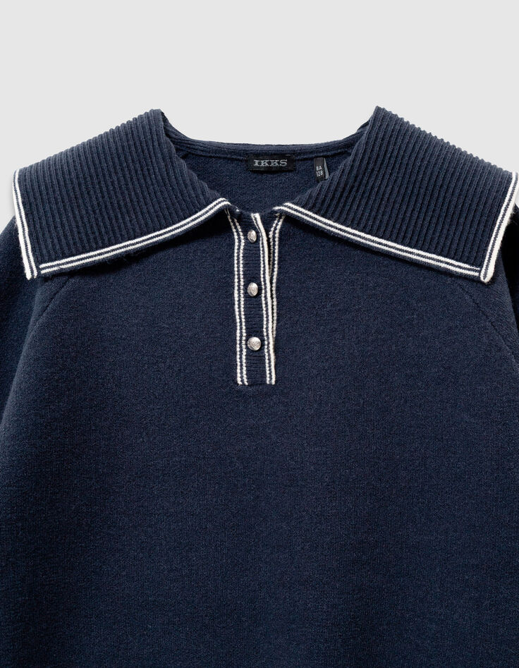 Jersey azul marino de punto con cuello marinero para ni&ntilde;a-4