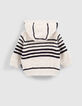 Cardigan réversible rayé et jaune bébé garçon-4