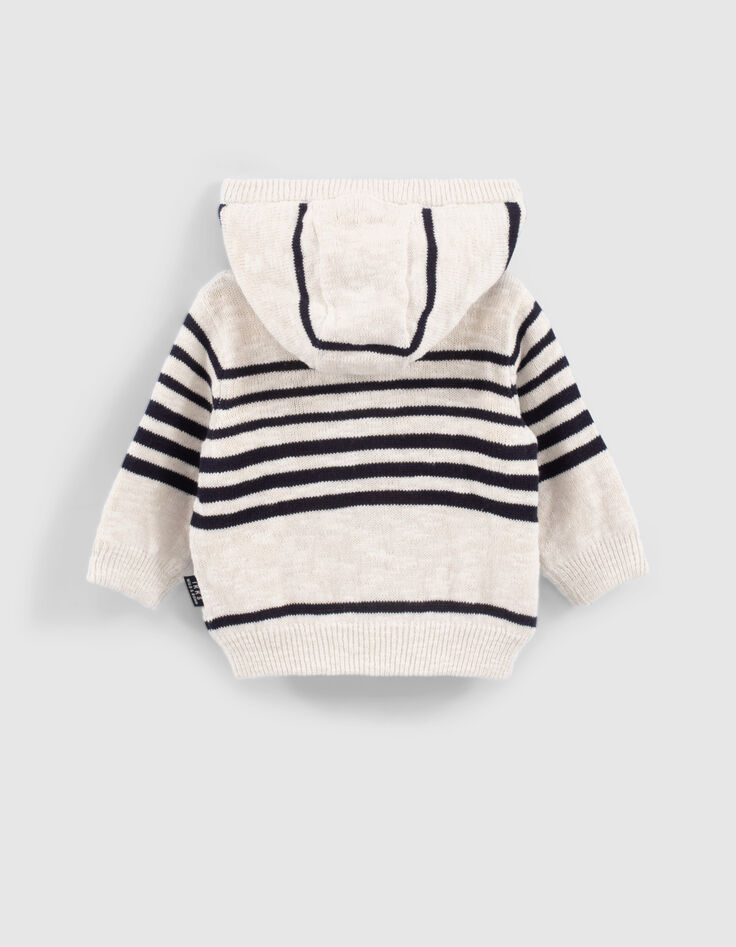 Cardigan réversible rayé et jaune bébé garçon-4