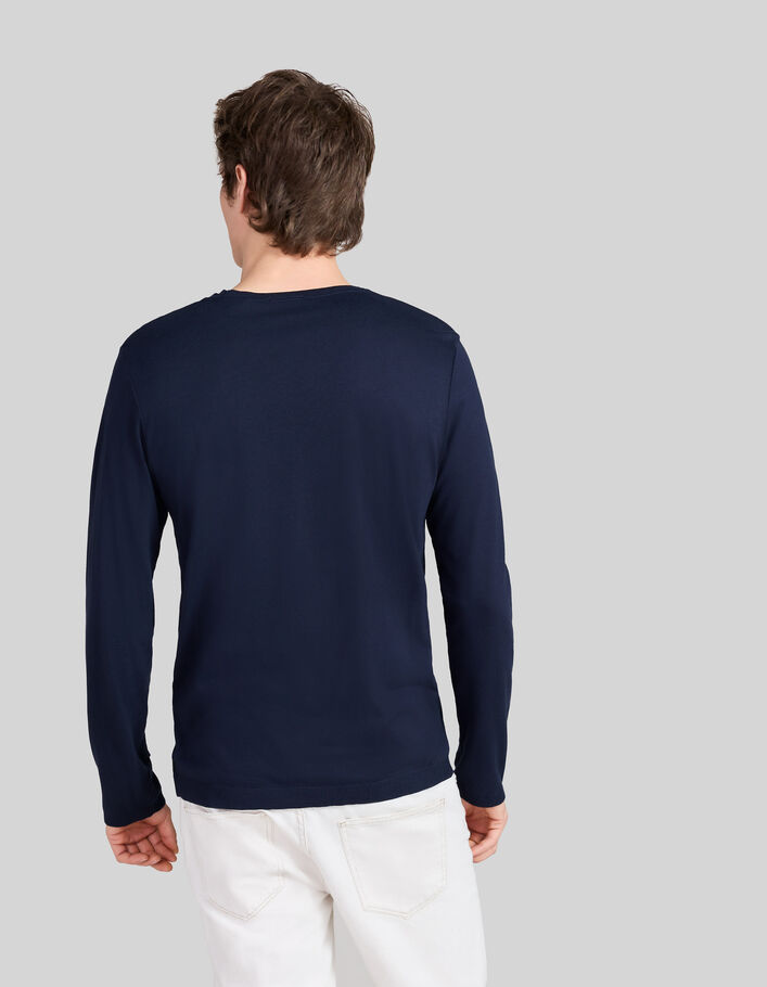 Marineblauw T-shirt met lange mouwen Heren - IKKS