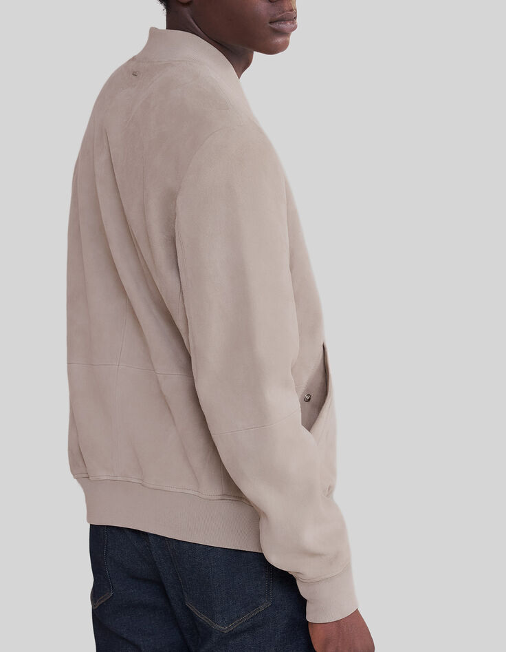 Beige bomber in su&egrave;deleer Heren-4
