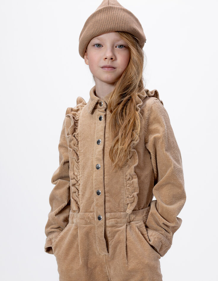 Girls’ beige corduroy jumpsuit-3