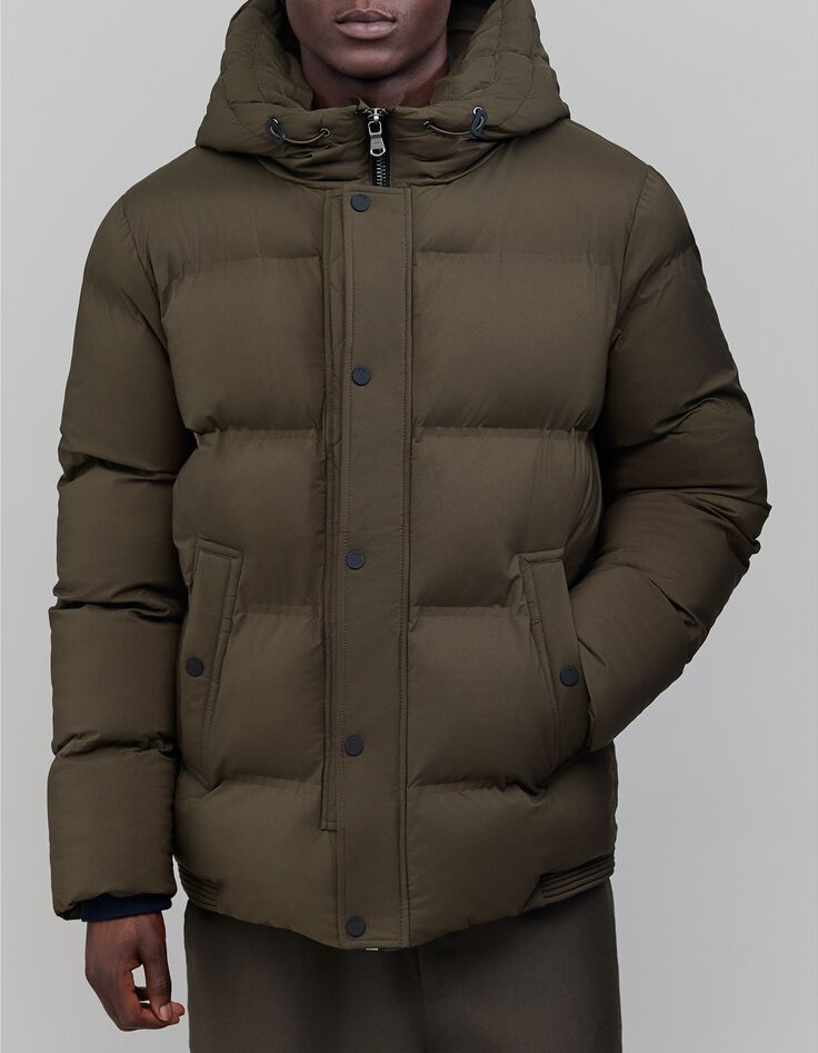 Men's dark khaki quilted padded jacket IKKS