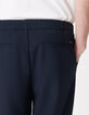 Dark blue wide-leg suit pants Men-4