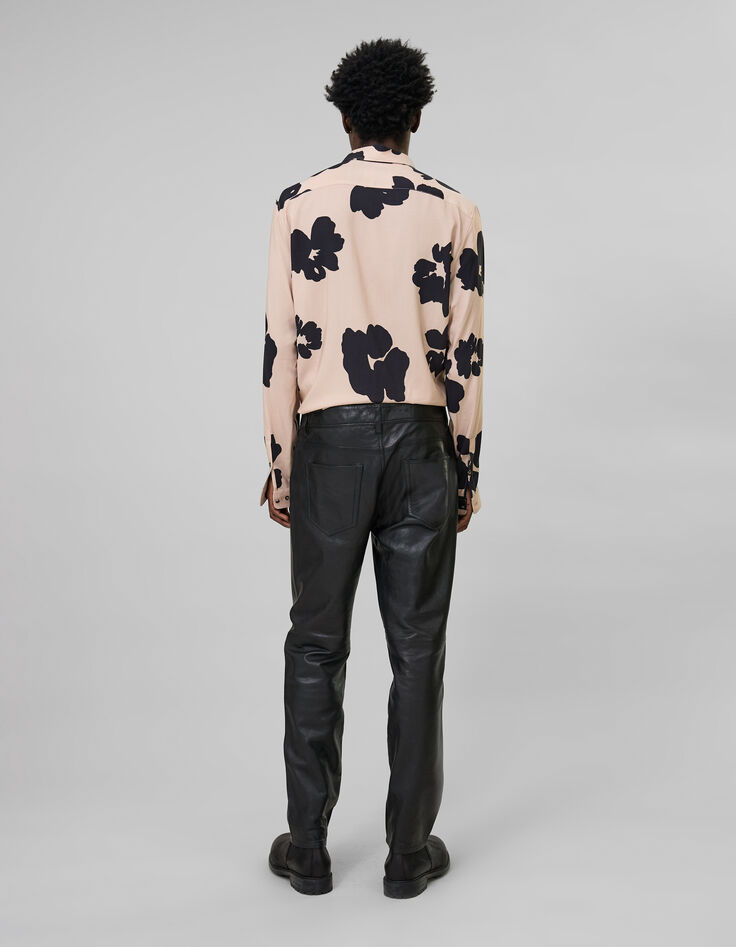 Men&rsquo;s black Chrome-free leather Pure Edition SLIM trousers-3