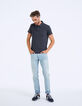 Polo bleu marine à rayures fines Homme-6