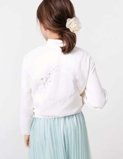 Bomber écru satiné broderie dos fille - IKKS