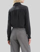 Zwart blouse Pure Edition met lavalli&egrave;rekraag Dames-2