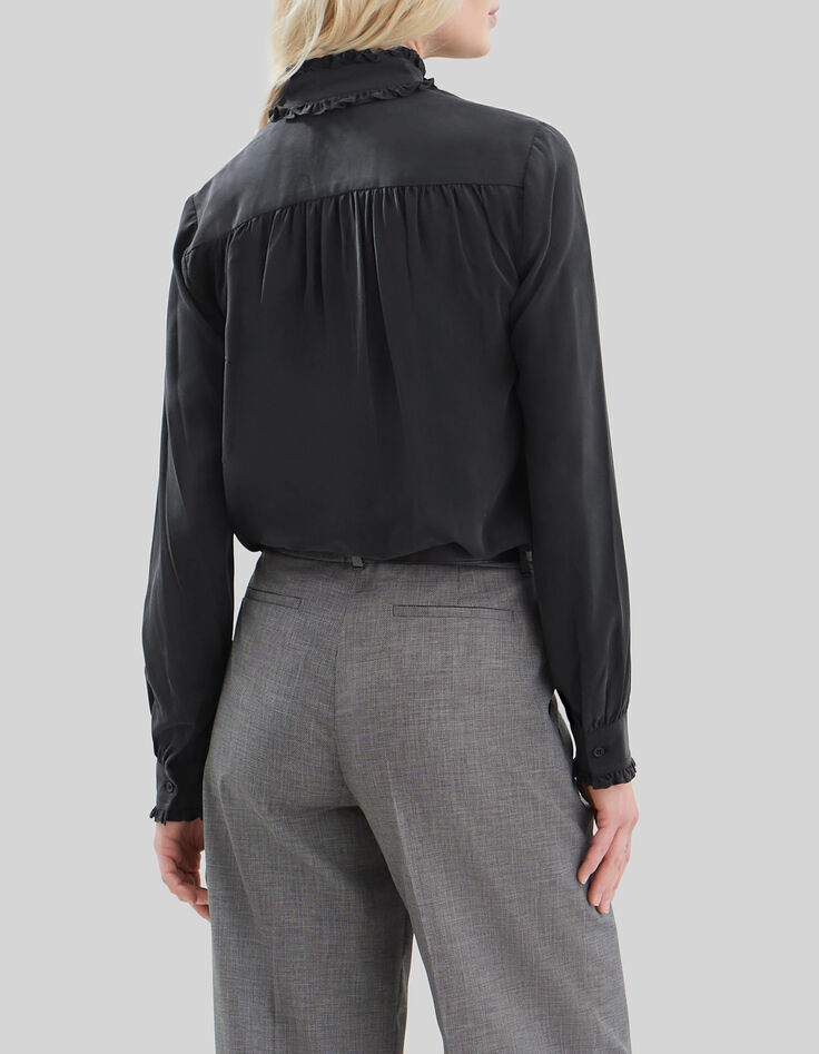 Zwart blouse Pure Edition met lavalli&egrave;rekraag Dames-2