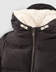 Anthrazitgraue Jungensteppjacke mit Kapuze mit Schirm-5