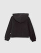 Schwarze Sweatstoff-Mädchenjacke mit Dschungel-Rock-Motiv-5
