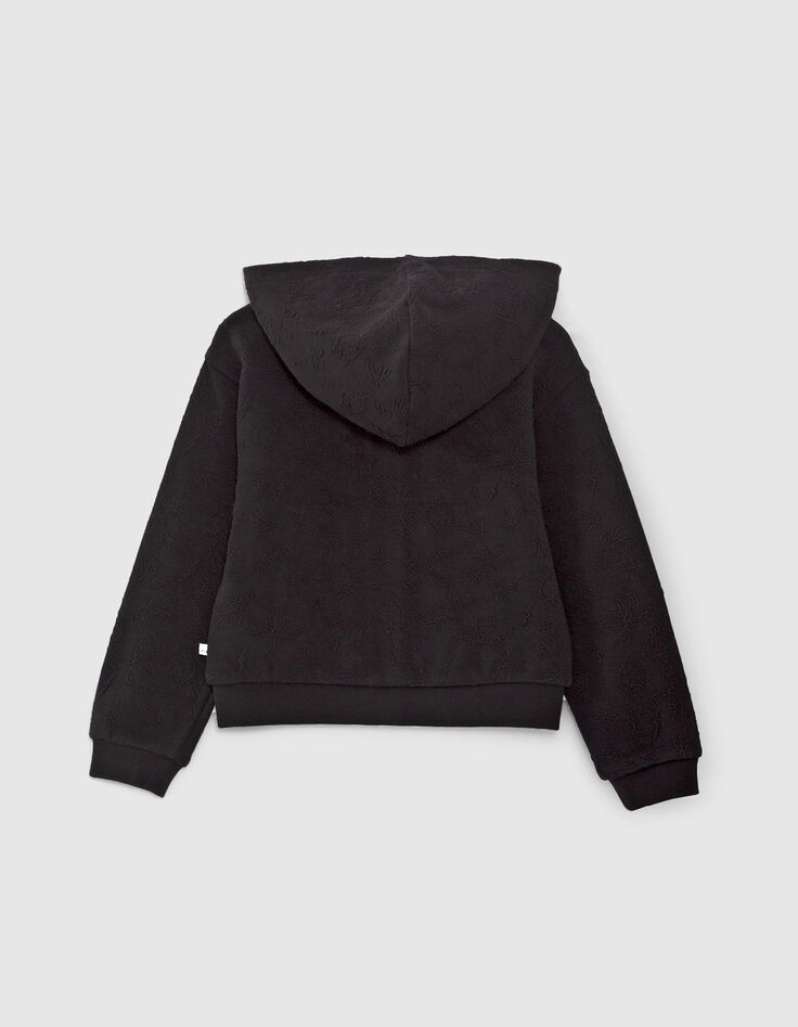 Schwarze Sweatstoff-Mädchenjacke mit Dschungel-Rock-Motiv-5