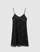 Women’s black lace sequin-embroidered short dress-7