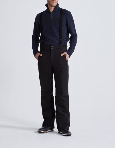 Men's black IKKS x DUVILLARD ski trousers with braces - IKKS