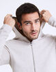 Cárdigan beige cremallera y capucha Hombre-5