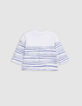 T-shirt blanc coton bio rayures et message bébé garçon-3