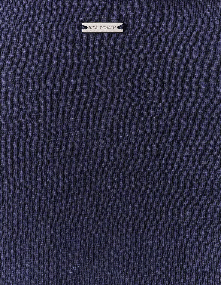 Tee-shirt en coton bio bleu marine visuel badge femme-4