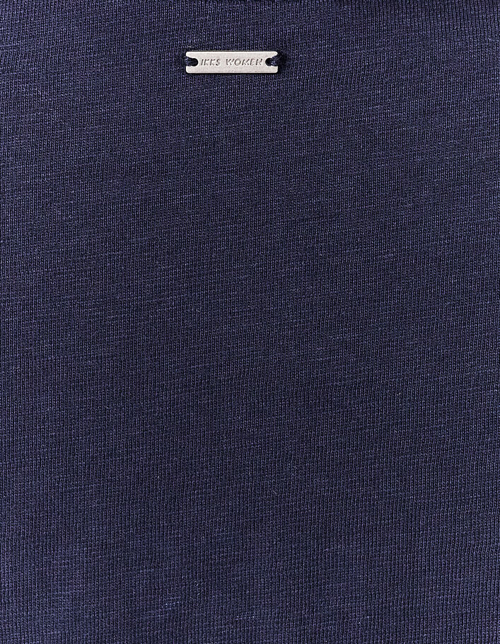 Tee-shirt en coton bio bleu marine visuel badge femme - IKKS