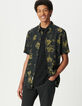 Braunes Regular-Herrenhemd Rosen-Print Pixel-5