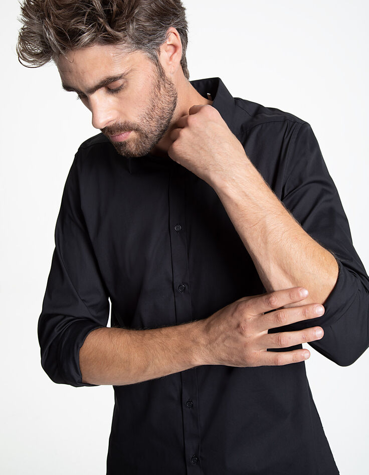 Chemise noire détail col Easy Care Homme-1