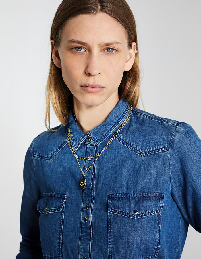 Blauw jeansoverhemd dames - IKKS