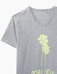 Men’s light grey marl with neon yellow palm tree T-shirt-3