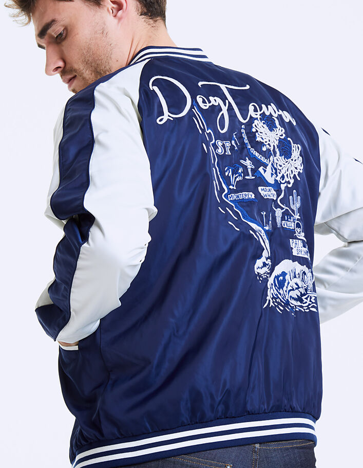 Men’s two-tone baseball jacket, embroidered back - IKKS
