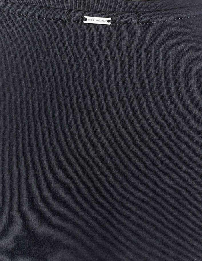Zwart T-shirt biokatoen rock bloemen dames-5