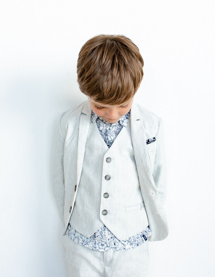 Chaleco traje beige rayas niño-2